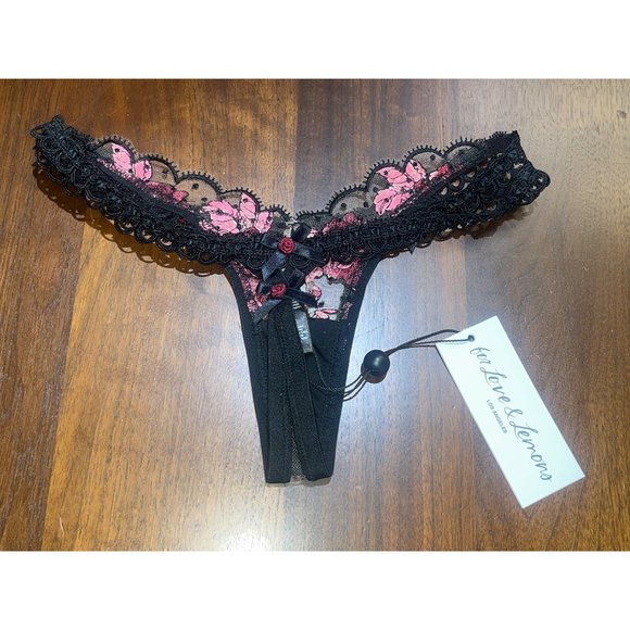 FOR LOVE & LEMONS Juliet Thong Panty in Noir Black XXSmall New - Picture 7 of 10
